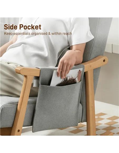 HOMCOM Wood Frame Rocking Accent Chair - Light Grey