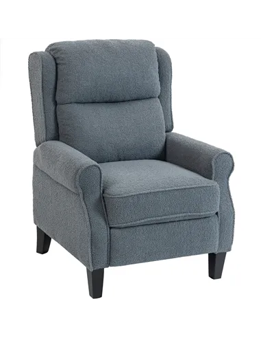 HOMCOM Recliner Armchair with Extended Leg Rest - Grey