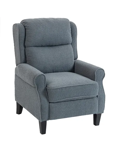 HOMCOM Recliner Armchair with Extended Leg Rest - Grey