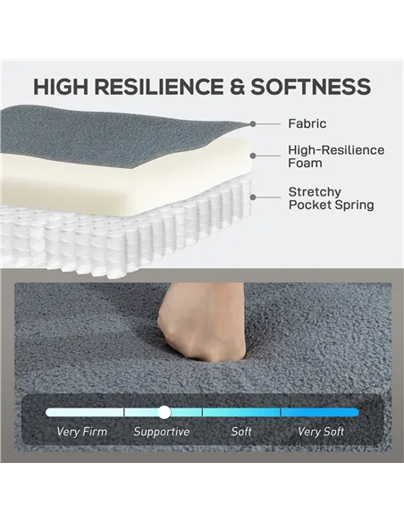 HOMCOM Recliner Armchair with Extended Leg Rest - Grey