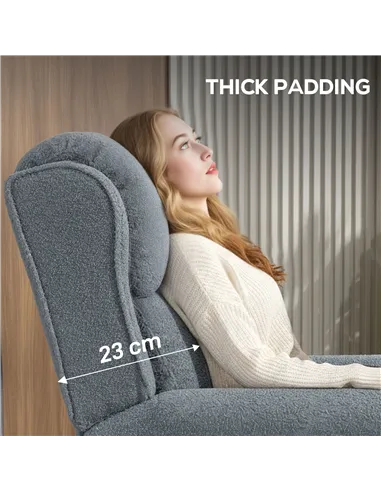 HOMCOM Recliner Armchair with Extended Leg Rest - Grey