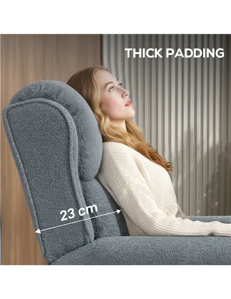 HOMCOM Recliner Armchair with Extended Leg Rest - Grey