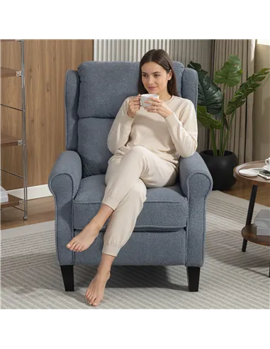 HOMCOM Recliner Armchair with Extended Leg Rest - Grey