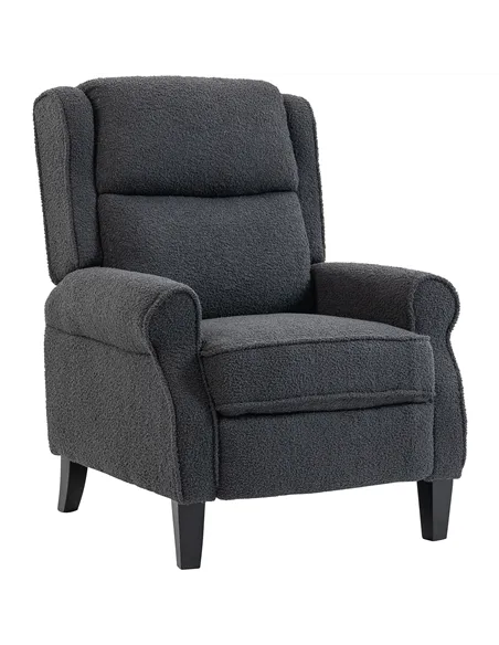 HOMCOM 132° Recliner Armchair, with Extended Footrest - Dark Grey