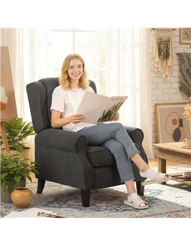 HOMCOM 132° Recliner Armchair, with Extended Footrest - Dark Grey