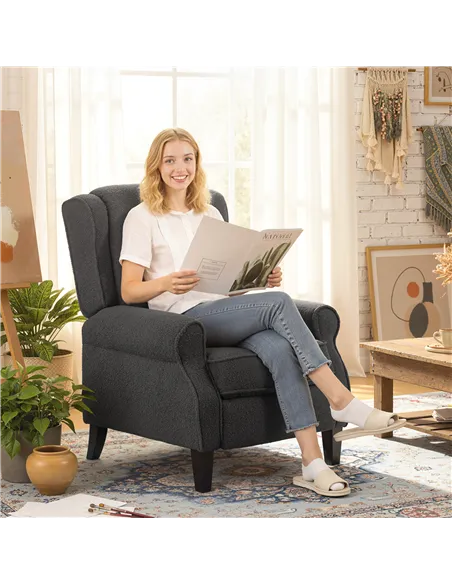 HOMCOM 132° Recliner Armchair, with Extended Footrest - Dark Grey