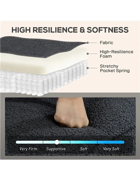 HOMCOM 132° Recliner Armchair, with Extended Footrest - Dark Grey