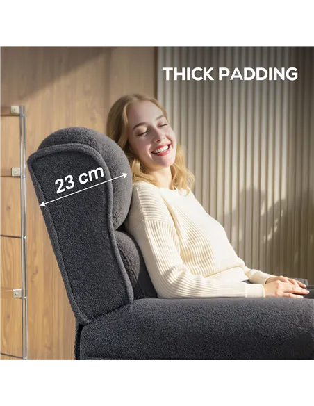 HOMCOM 132° Recliner Armchair, with Extended Footrest - Dark Grey