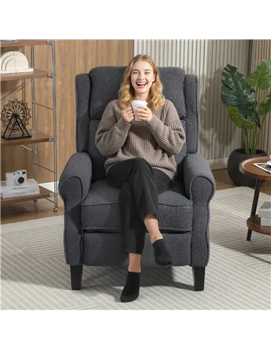 HOMCOM 132° Recliner Armchair, with Extended Footrest - Dark Grey