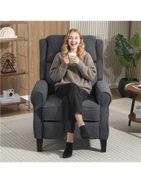 HOMCOM 132° Recliner Armchair, with Extended Footrest - Dark Grey