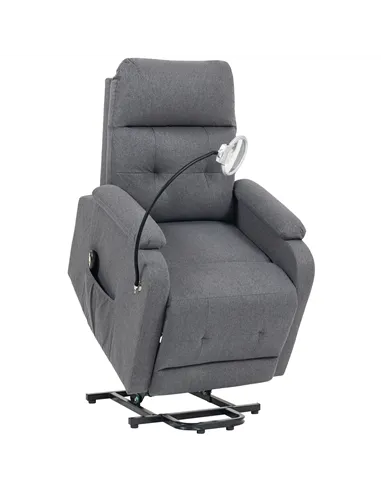 HOMCOM Electric Rise/Recline Armchair, with Reading Light - Grey