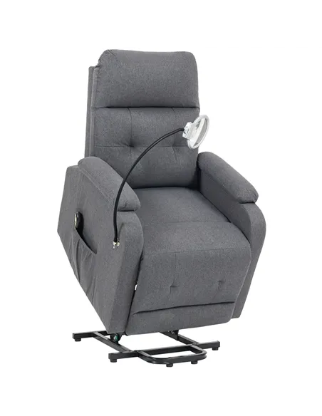 HOMCOM Electric Rise/Recline Armchair, with Reading Light - Grey
