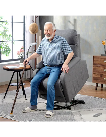 HOMCOM Electric Rise/Recline Armchair, with Reading Light - Grey