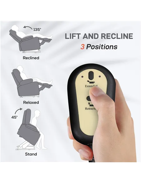 HOMCOM Electric Rise/Recline Armchair, with Reading Light - Grey