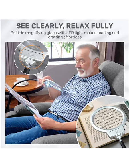 HOMCOM Electric Rise/Recline Armchair, with Reading Light - Grey