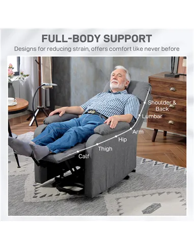 HOMCOM Electric Rise/Recline Armchair, with Reading Light - Grey