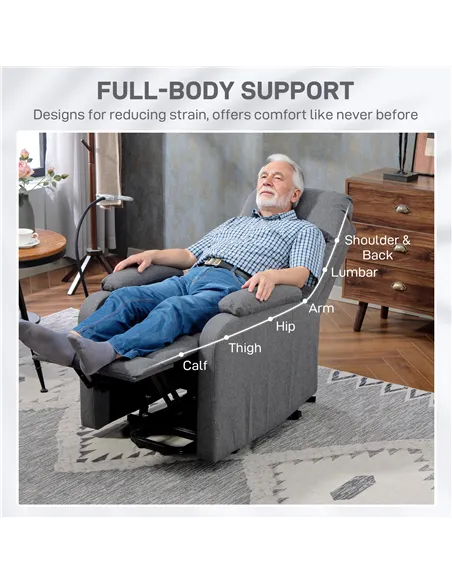 HOMCOM Electric Rise/Recline Armchair, with Reading Light - Grey