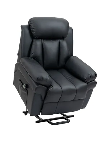 HOMCOM Power Lift Chair Recliner for Elderly, Electric Recliner Chair, Overstuffed Faux Leather Riser and Reclining Armchair wit