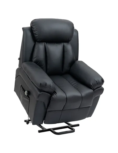 HOMCOM Power Lift Chair Recliner for Elderly, Electric Recliner Chair, Overstuffed Faux Leather Riser and Reclining Armchair wit