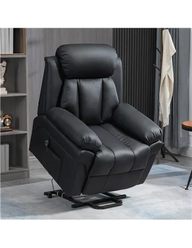 HOMCOM Power Lift Chair Recliner for Elderly, Electric Recliner Chair, Overstuffed Faux Leather Riser and Reclining Armchair wit