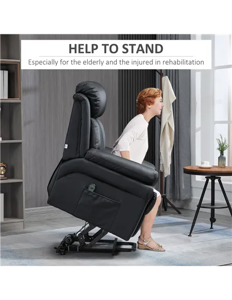 HOMCOM Power Lift Chair Recliner for Elderly, Electric Recliner Chair, Overstuffed Faux Leather Riser and Reclining Armchair wit