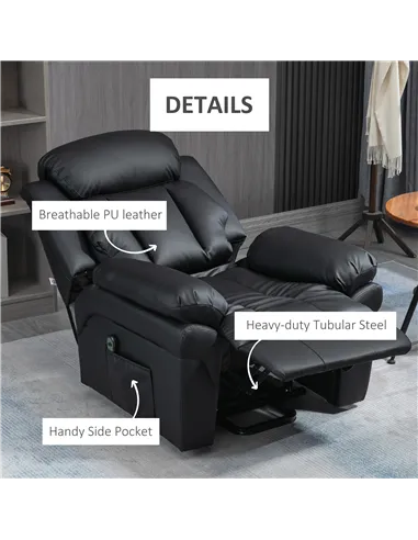 HOMCOM Power Lift Chair Recliner for Elderly, Electric Recliner Chair, Overstuffed Faux Leather Riser and Reclining Armchair wit