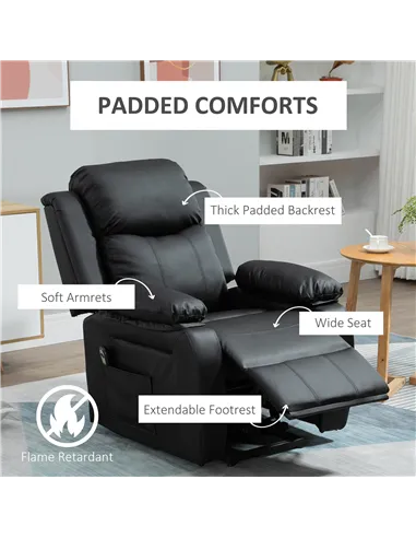 HOMCOM Power Lift Chair Recliner for Elderly, Electric Recliner Chair, Overstuffed Faux Leather Riser and Reclining Armchair wit