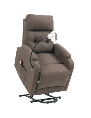 HOMCOM Electric Rise/Recline Armchair, with Reading Light - Brown