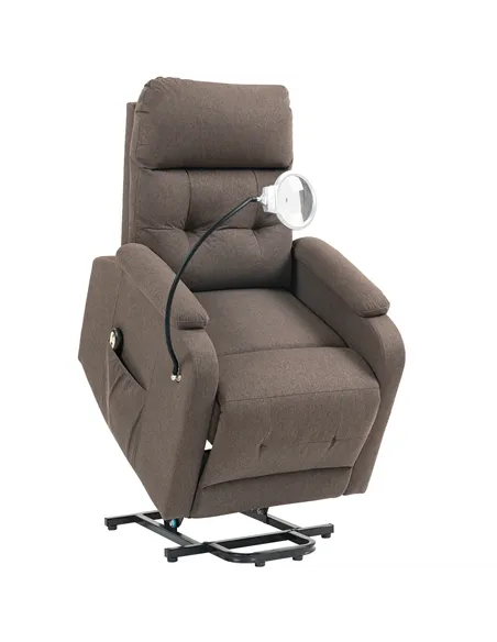 HOMCOM Electric Rise/Recline Armchair, with Reading Light - Brown