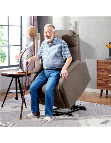 HOMCOM Electric Rise/Recline Armchair, with Reading Light - Brown