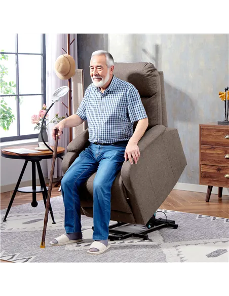 HOMCOM Electric Rise/Recline Armchair, with Reading Light - Brown