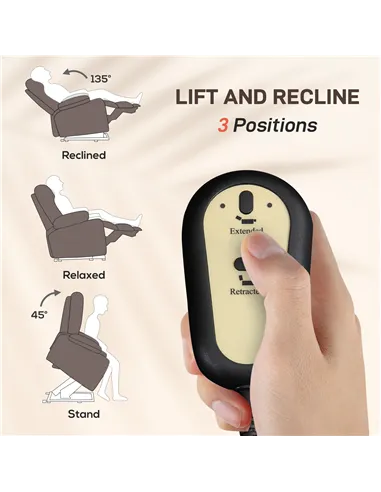 HOMCOM Electric Rise/Recline Armchair, with Reading Light - Brown