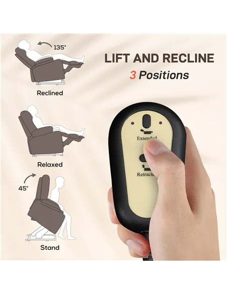 HOMCOM Electric Rise/Recline Armchair, with Reading Light - Brown