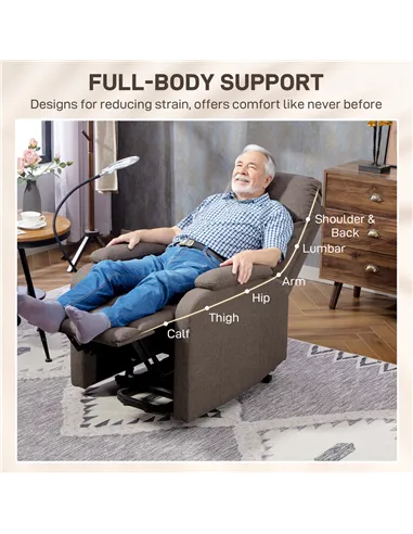 HOMCOM Electric Rise/Recline Armchair, with Reading Light - Brown