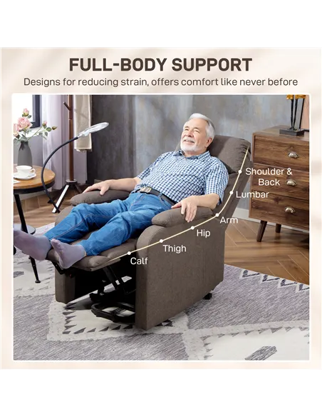 HOMCOM Electric Rise/Recline Armchair, with Reading Light - Brown