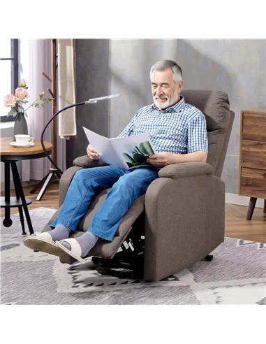 HOMCOM Electric Rise/Recline Armchair, with Reading Light - Brown