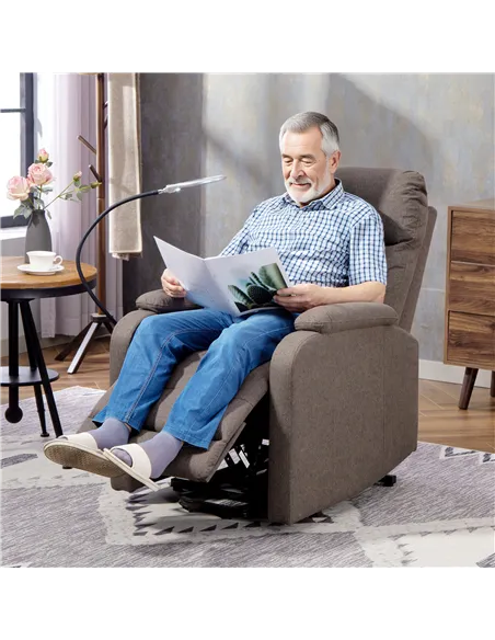 HOMCOM Electric Rise/Recline Armchair, with Reading Light - Brown