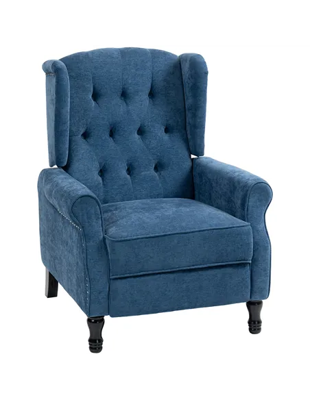 HOMCOM 150° Reclining Vintage Armchair, with footrest, Royal Blue