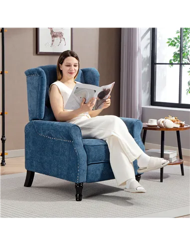HOMCOM 150° Reclining Vintage Armchair, with footrest, Royal Blue