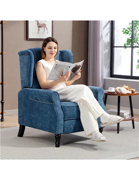 HOMCOM 150° Reclining Vintage Armchair, with footrest, Royal Blue