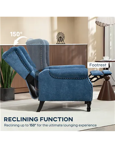 HOMCOM 150° Reclining Vintage Armchair, with footrest, Royal Blue