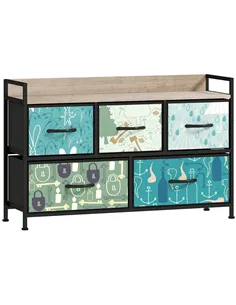 HOMCOM 5-Drawer Chest of Drawers - Blue