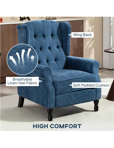 HOMCOM 150° Reclining Vintage Armchair, with footrest, Royal Blue