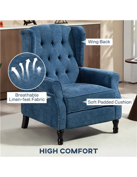 HOMCOM 150° Reclining Vintage Armchair, with footrest, Royal Blue