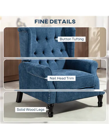 HOMCOM 150° Reclining Vintage Armchair, with footrest, Royal Blue