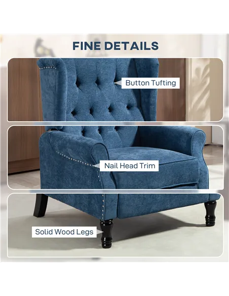 HOMCOM 150° Reclining Vintage Armchair, with footrest, Royal Blue