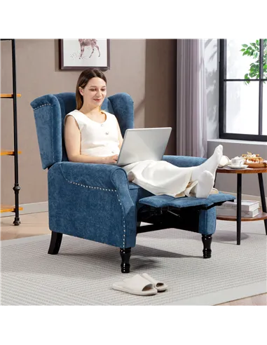 HOMCOM 150° Reclining Vintage Armchair, with footrest, Royal Blue