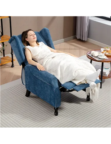 HOMCOM 150° Reclining Vintage Armchair, with footrest, Royal Blue