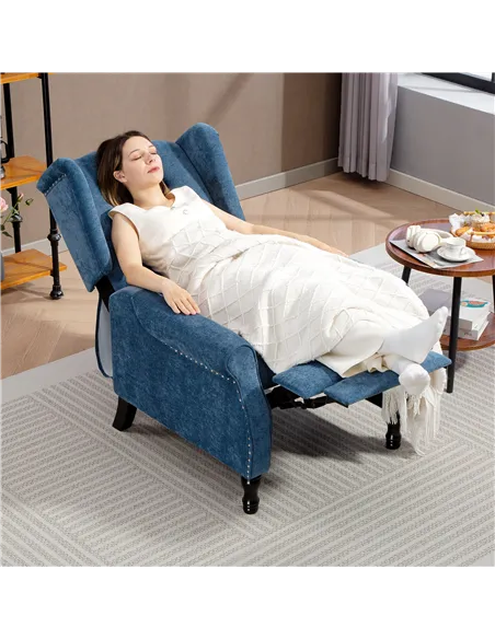 HOMCOM 150° Reclining Vintage Armchair, with footrest, Royal Blue