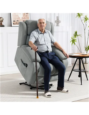 HOMCOM Eight-Point Massage Electric Lift Chair - Light Grey